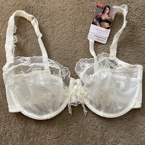 NWT PANACHE SUPERBRA "ELIZA" UNDERWIRED LACY BALCONNET BRA  D-K‎ CUP SIZE